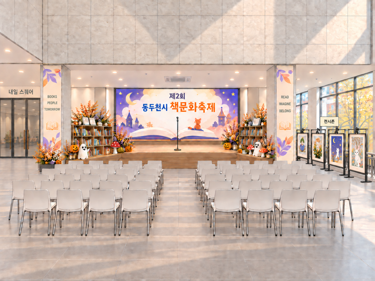 복합문화커뮤니티센터 실내 행사장 일러스트 배치도